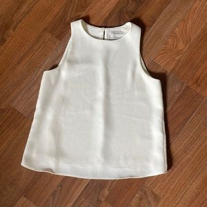 Aritzia Babaton White Ribbed Crepe Tank Top